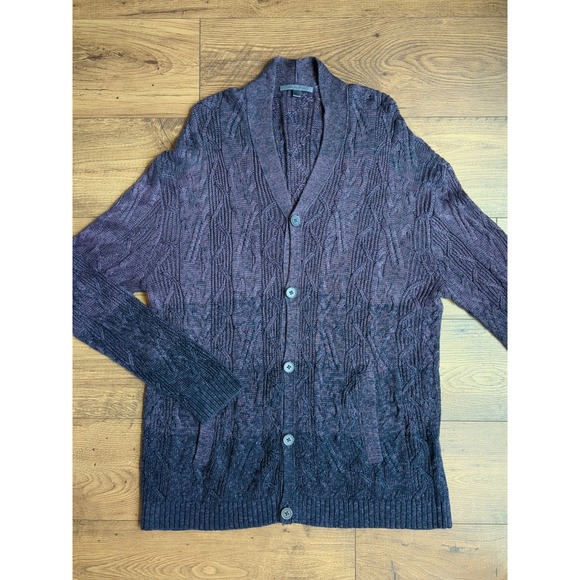 John‎ Varvatos Mens Sz XL Button Cable Knit Long Sleeve Cardigan